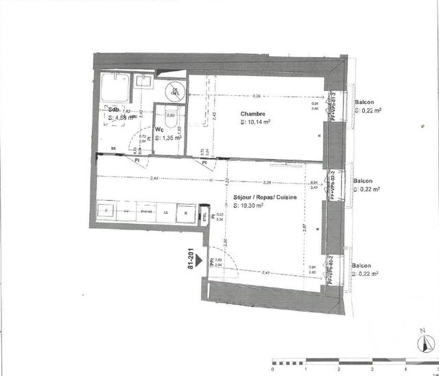 Appartement F2 &agrave; louer - 2 pi&egrave;ces - 35,37 m2 - Beziers - 34 - LANGUEDOC-ROUSSILLON